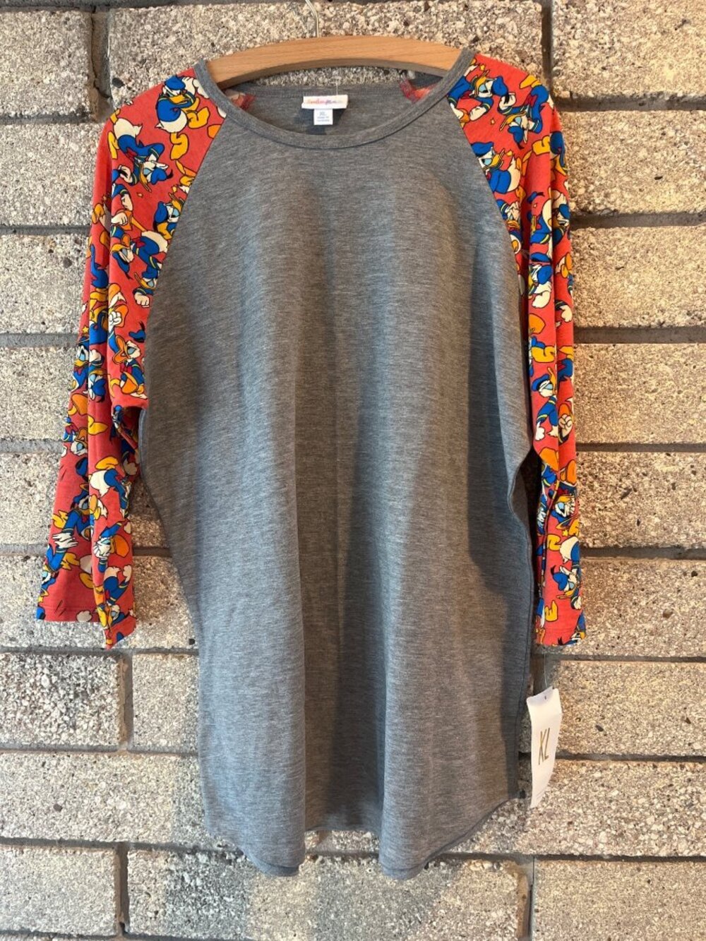 Disney LuLaRoe Randy XL Shirt With Donald Duck Sleeves And Gray Body
